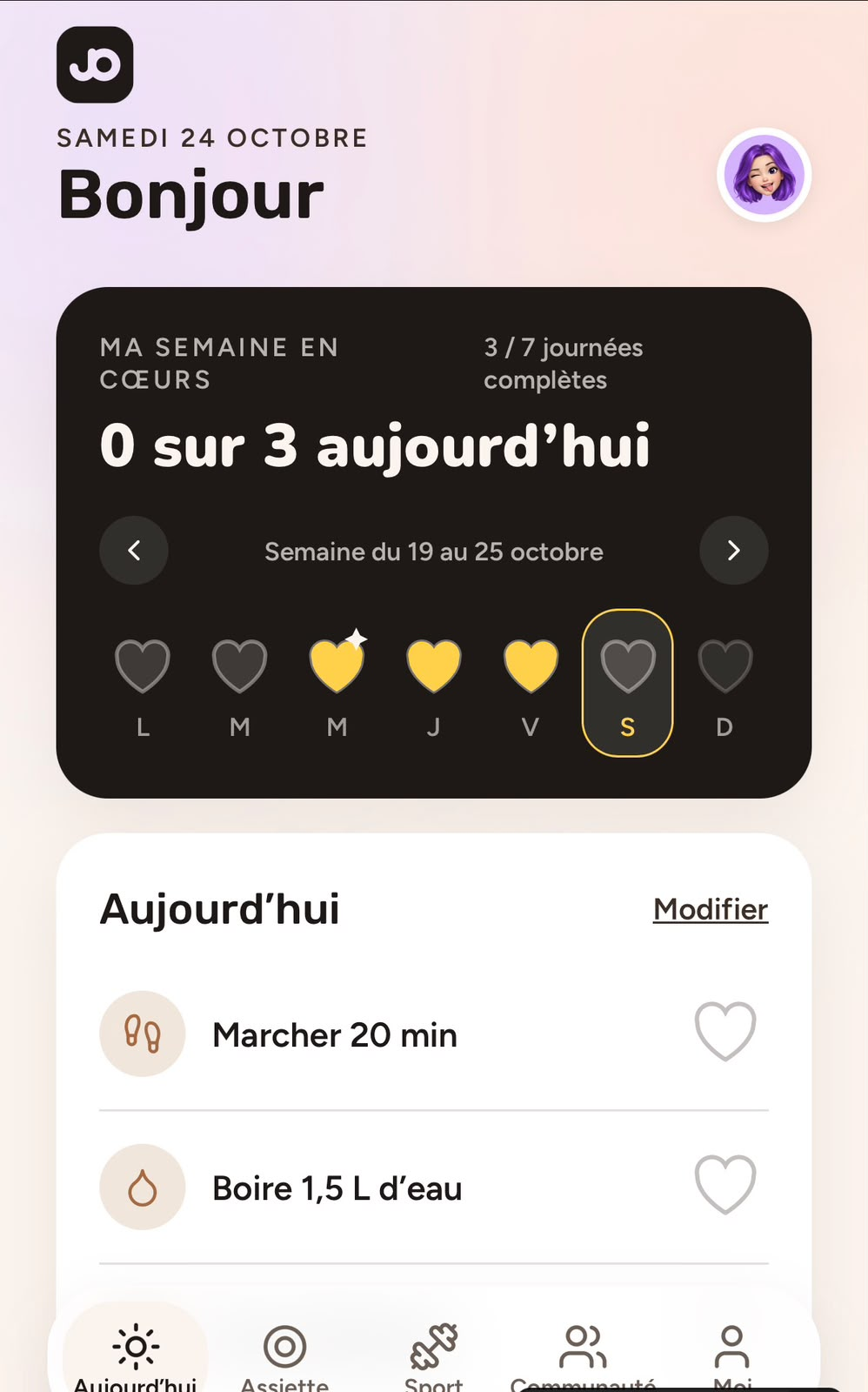 Maquette MOJO — Aujourd’hui, semaine en cœurs et rituels